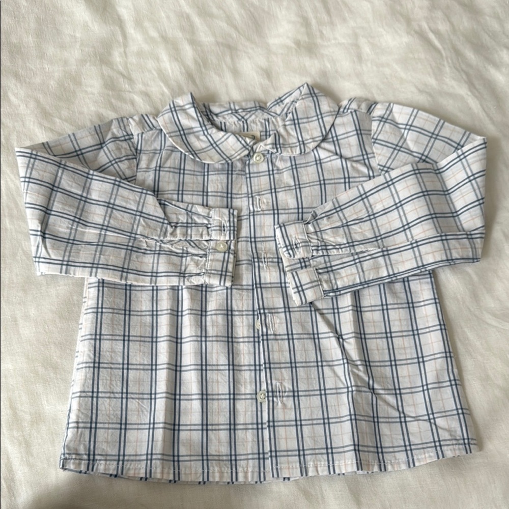 Blue and White Checkered Kids Shirt